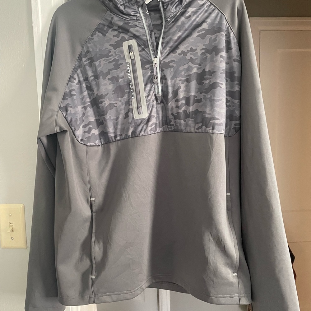 Peter Millar Charcoal Camo Quarter-Zip Pullover XL